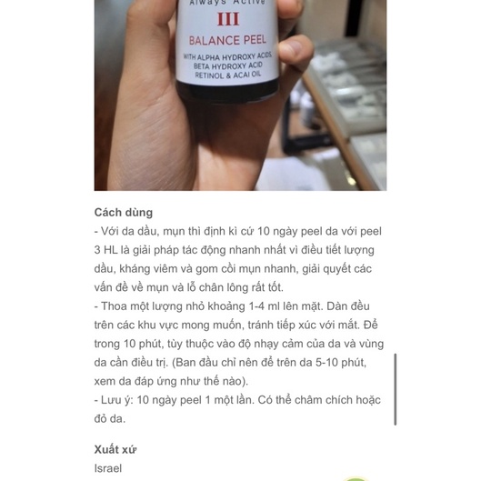 PEEL GIẢM MỤN ĐIỀU TIẾT BÃ NHỜN HL BALANCE PEEL III