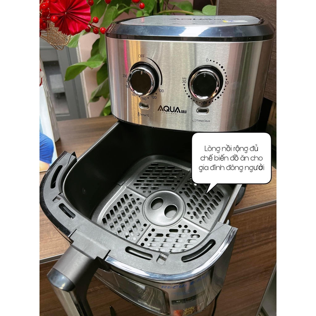 Nồi chiên không dầu AQUA 9.5L - bảo hành 12 tháng - mặt kính