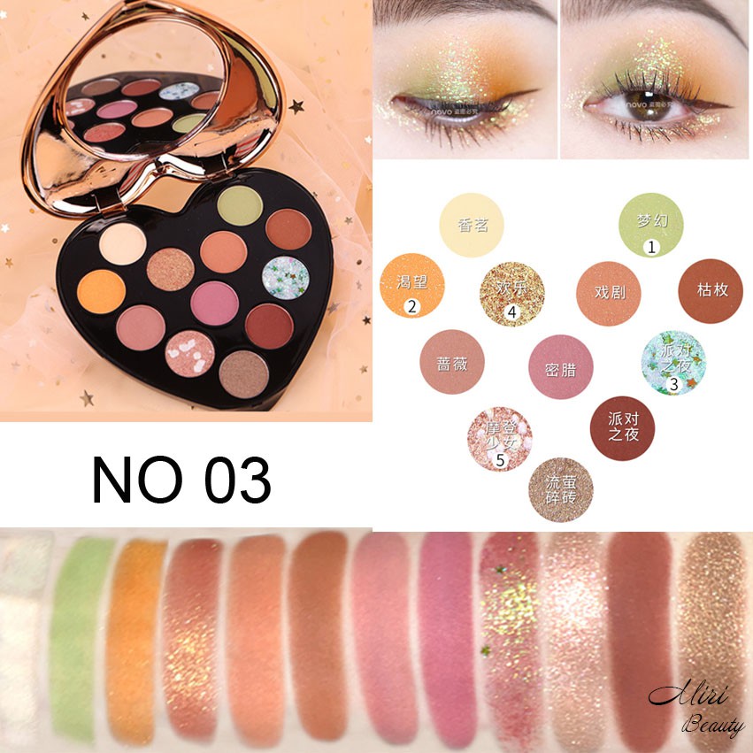 Bảng phấn mắt NOVO I Love Eye Shadow 12 màu hình trái tim | BigBuy360 - bigbuy360.vn