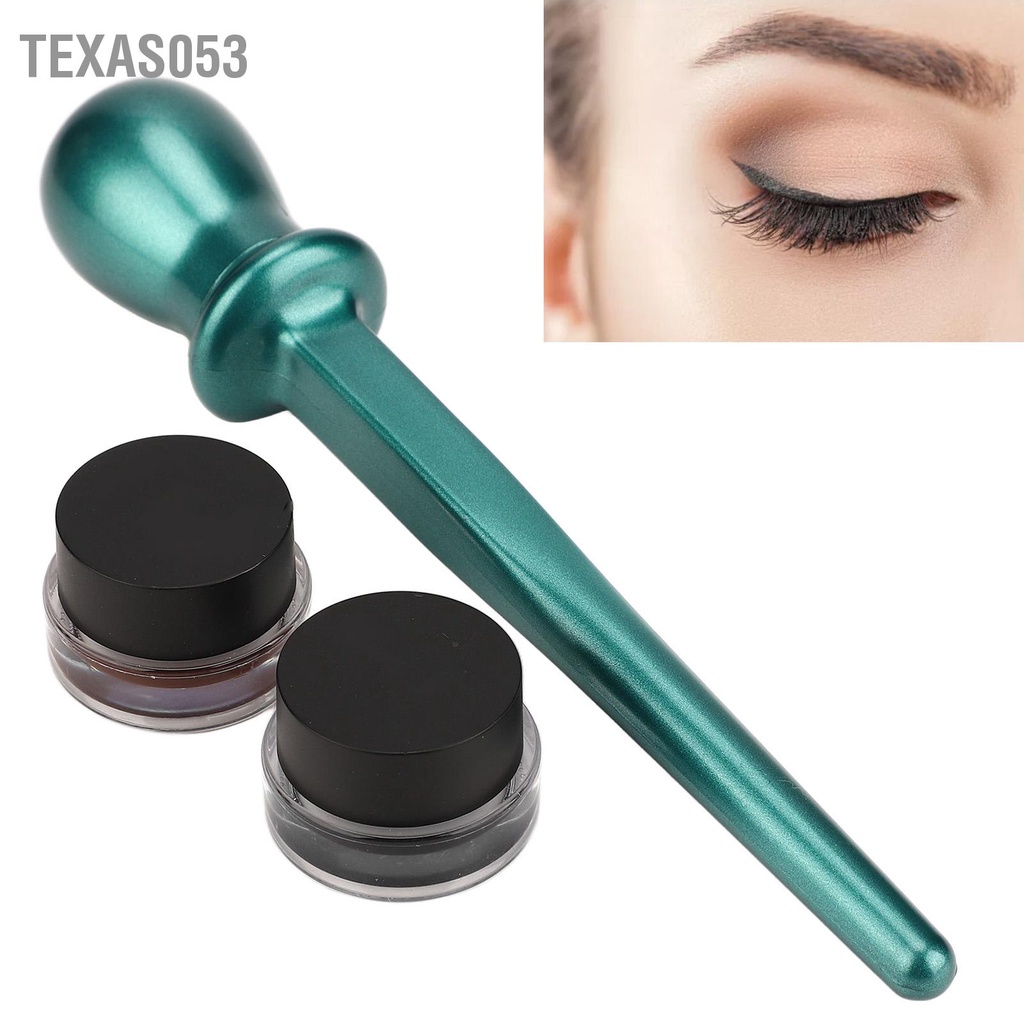 Texas053 Dụng cụ kẻ mắt Hướng dẫn silicone chống thấm nước Đũa phép với Kem màu nâu đen để trang điểm