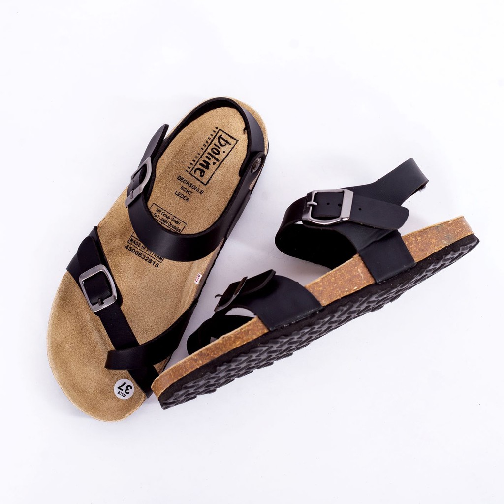 PU14 - Giày sandal quai hậu công sở xỏ ngón nam nữ văn phòng chất liệu Đế trấu Birken da PU cao cấp Bioline