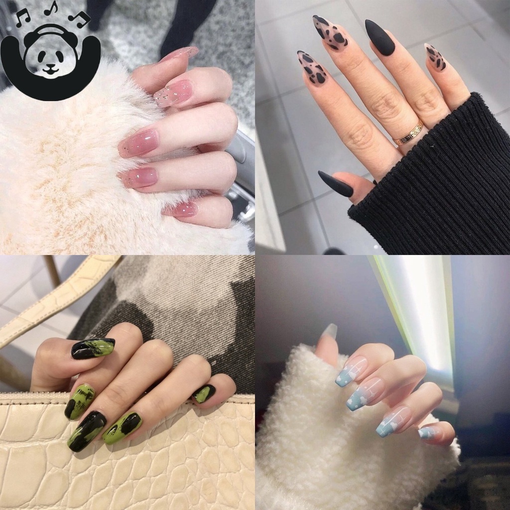 Set 24 Móng Tay Giả Chống Nước Kèm Keo Dán Tiện Dụng