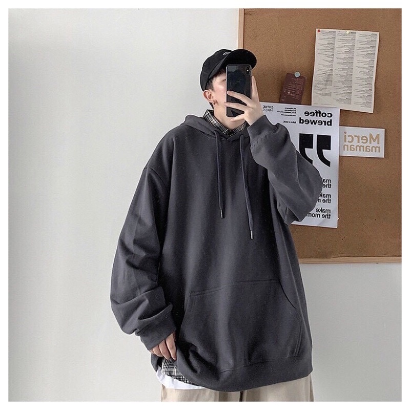 Áo Khoác Hoodie Trơn Dáng Rộng Form Unisex Nam Nữ
