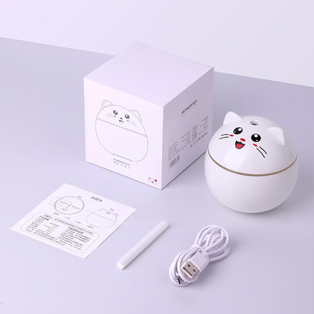 Máy Phun Sương Tạo Độ Ẩm Không Khí Siêu Âm Có Đèn LED USB Màu Trắng 300ML