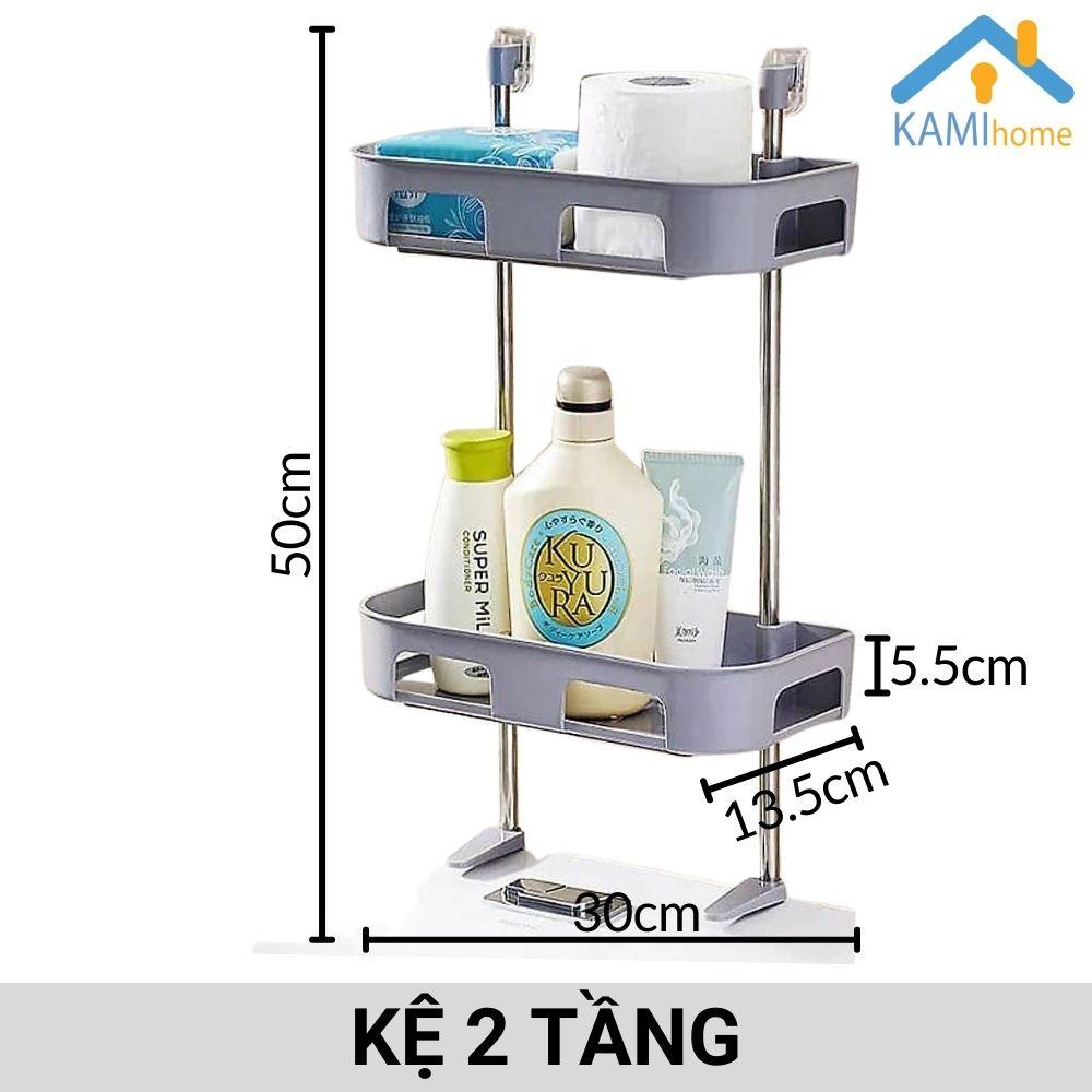 Giá kệ để nhà vệ sinh (2 tầng) khung kim loại lắp ráp hít chân không gắn tường KM 70062