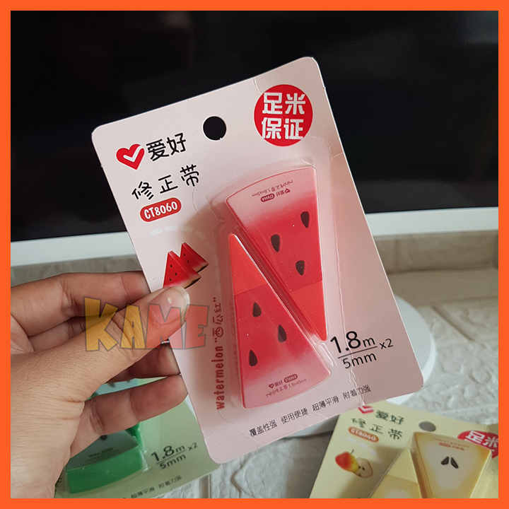 HCM - Bộ 2 bút xóa kéo miếng Dưa hấu Táo Lê mát lạnh trái cây