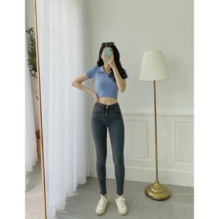 Quần Skinny jeans nữ xám trơn thương hiệu Five Jeans
