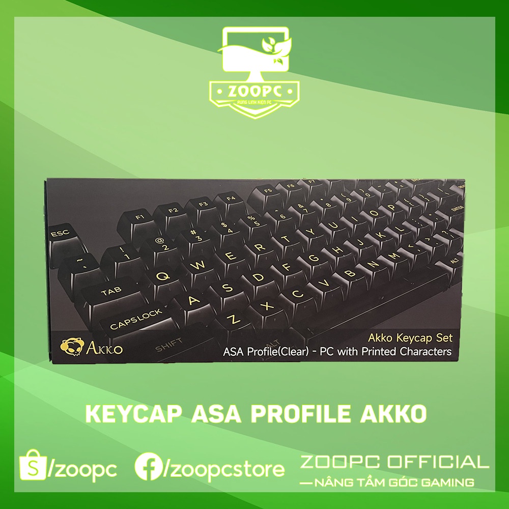 Bộ Keycap trong suốt xuyên led AKKO (PC/ ASA-Clear profile / 155 nút)- Clear, White, Pink, Black-ZooPC
