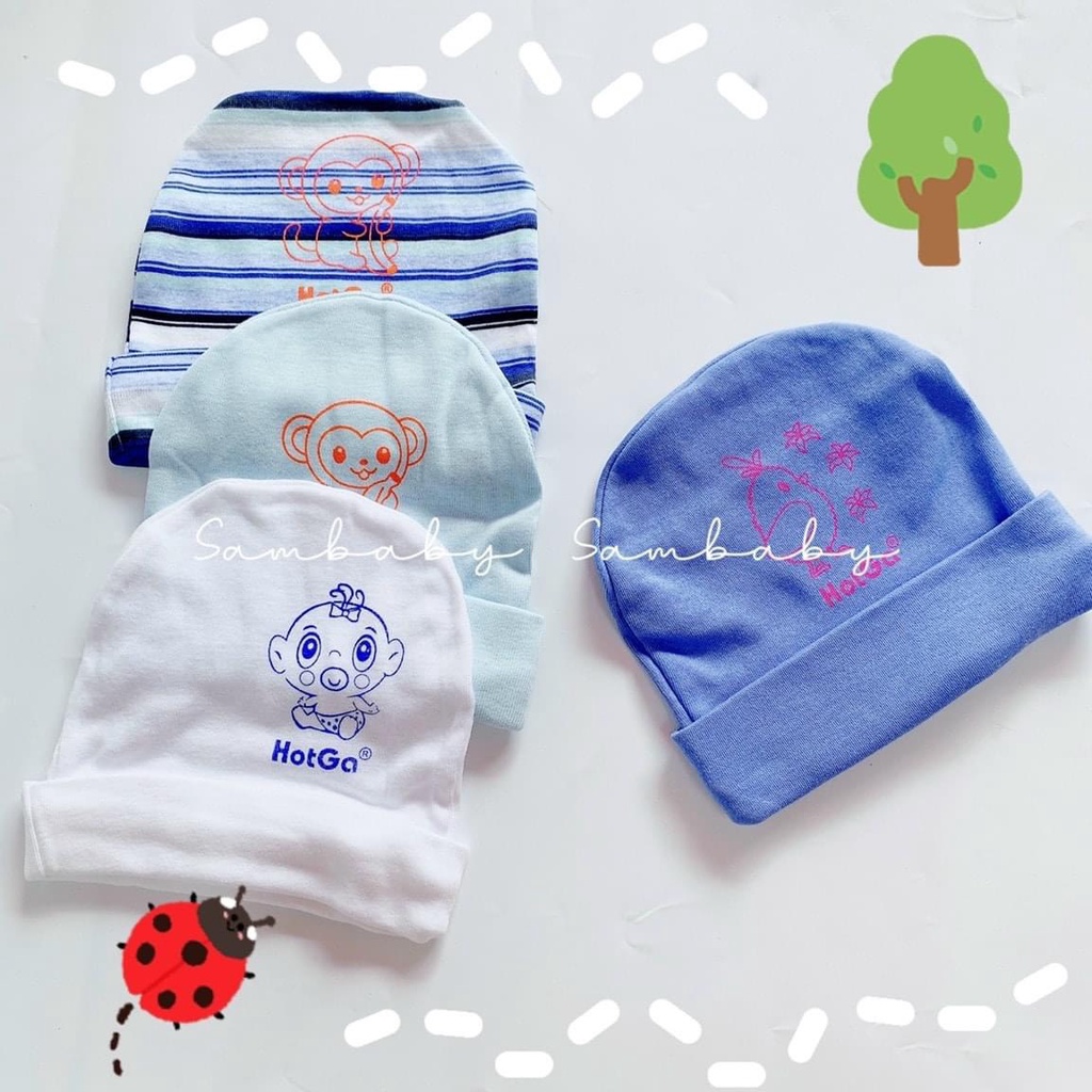 Mũ Sơ Sinh Hotga, Nón Vải Cotton Trơn Cho Bé Sơ Sinh Từ 0-6 Tháng