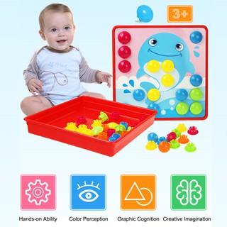 Bộ đồ chơi lắp ráp nút nhựa hình nấm sáng tạo cho bé