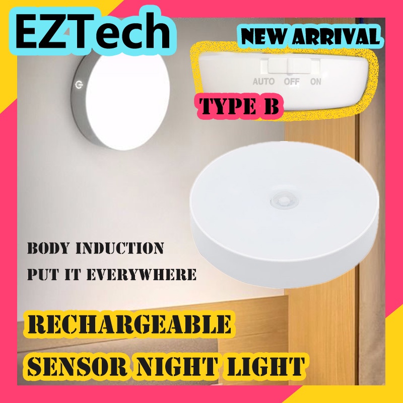 EZTECH Cảm Biến Sạc Đèn Ngủ Không Dây Đèn LED Tiết Kiệm Năng Lượng Thân Đèn Cảm Ứng Làm mờ Phòng Ngủ