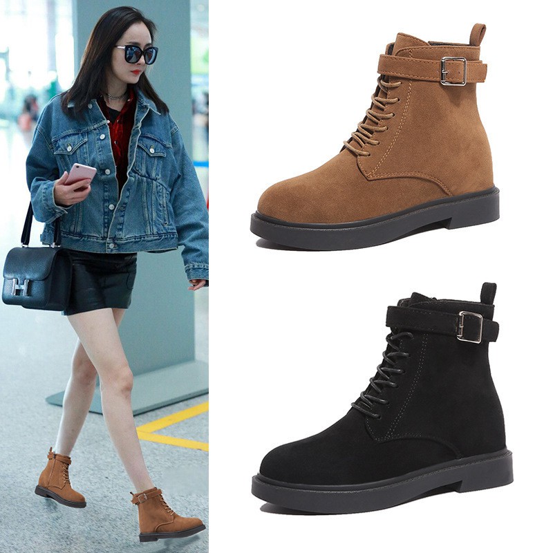 Giày boots mũi tròn cao cấp siêu xinh