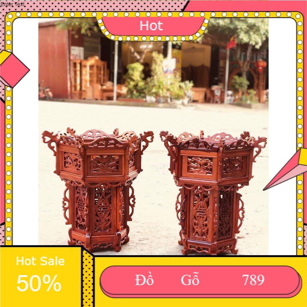 Cặp đèn lồng gỗ hương (kt 46 x 46 cm)