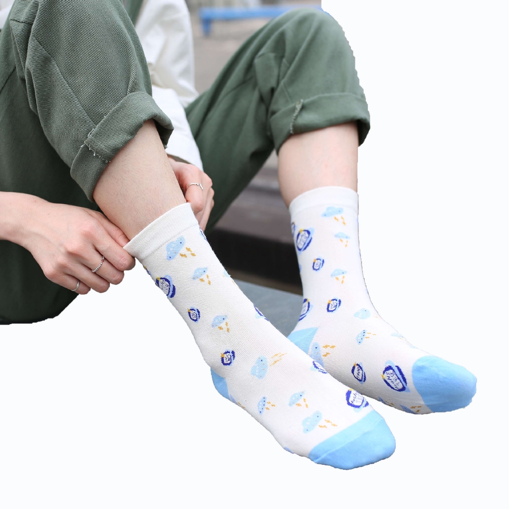 Strawberry Couple Socks New Street Trend Cotton Breathable Angel Cow Print Men Women Casual Crew Socks Stretch Kawaii Socks