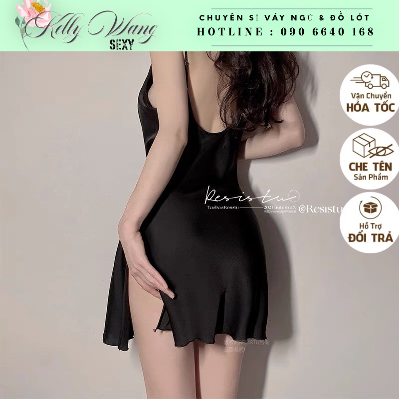 SX 852 -  váy ngủ lụa cổ đỗ lưng sexy - đầm ngủ cao cấp -KELLYWANG