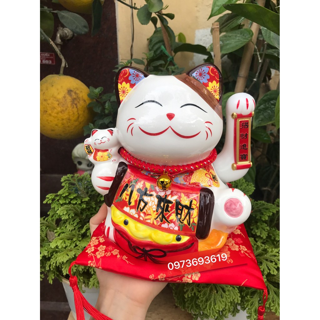 Mèo thần tài vẫy tay Ngũ Phúc Lâm Môn cao 20cm kèm đệm và sạc | BigBuy360 - bigbuy360.vn