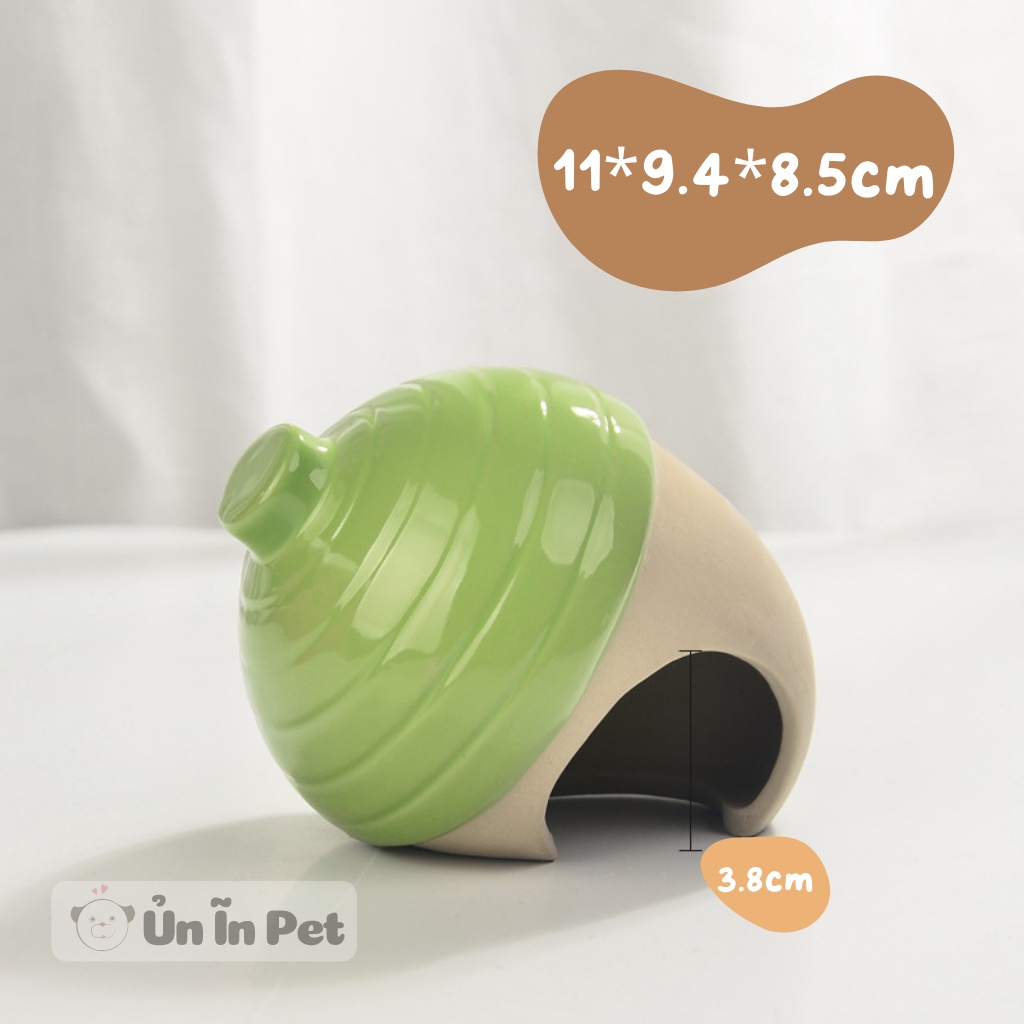 Nhà ngủ sứ hamster QUẢ SỒI XANH siêu mát, dễ thương