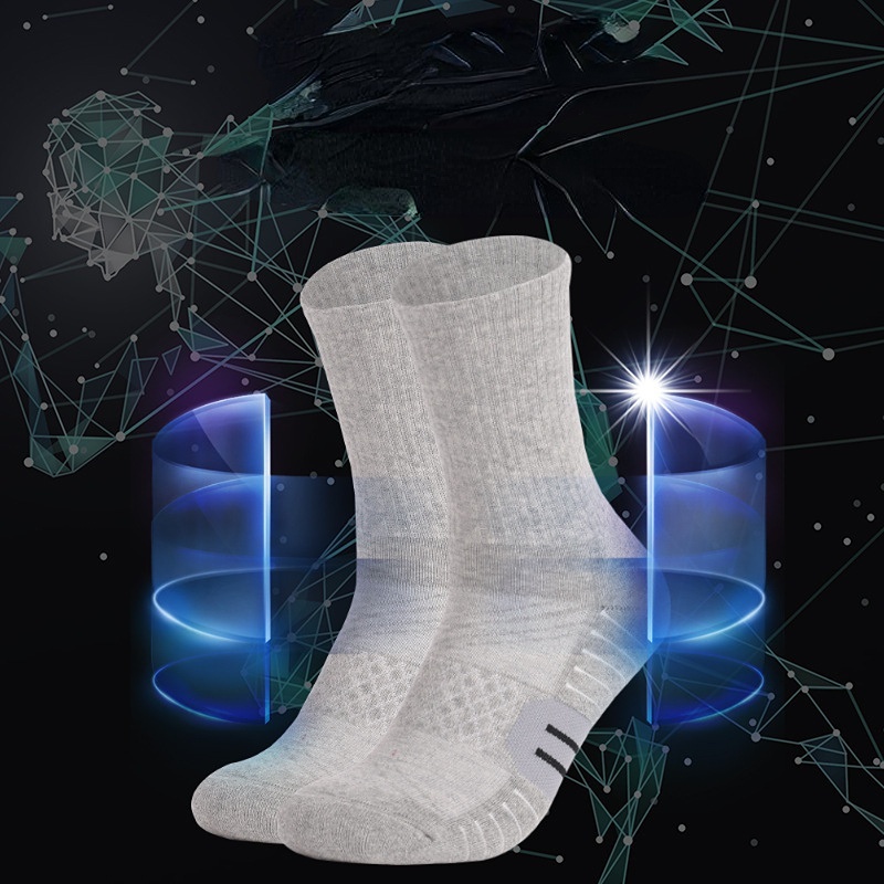 Vớ Thể Thao Cổ Cao Trung Bình Dày Dặn Thấm Hút Mồ Hôi Phù Hợp Cho Leo Núi/Đi Bộ Đường Dài