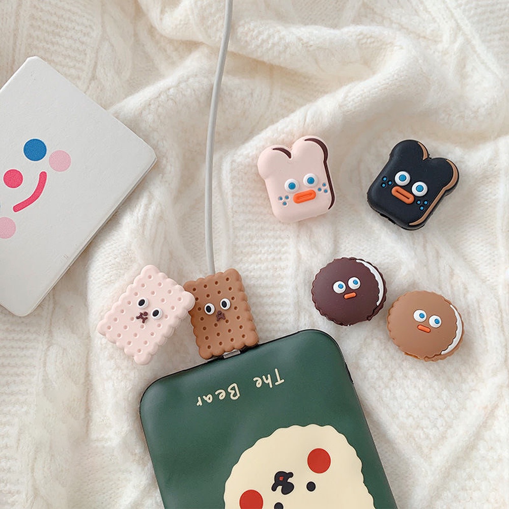 Phụ kiện bảo vệ cáp sạc USB kiểu dáng hoạt hình 3D dễ thương vui nhộn