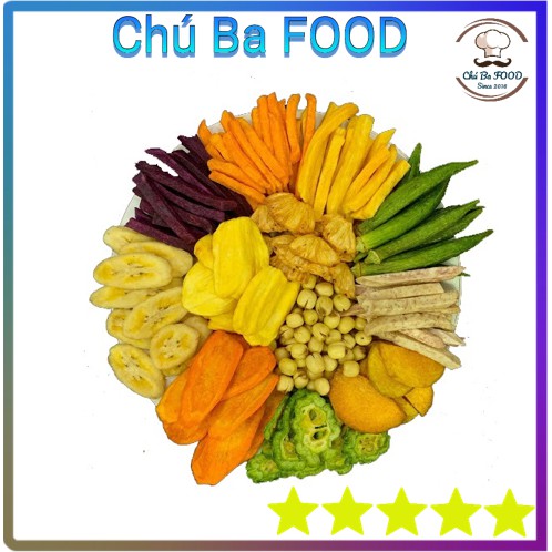 270G 🍌Trái Cây Sấy Khô Thập Cẩm🥕 Chú Ba FOOD - Hoa Quả Sấy | Khoai Môn Vàng Tím, Cà Rốt. Khổ Qua, Mít, Chuối