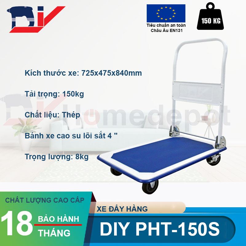 Xe đẩy hàng 4 bánh gấp gọn DIY PHT-150S tải trọng 150kg - hàng chính hãng - tiêu chuẩn chất lượng Châu Âu