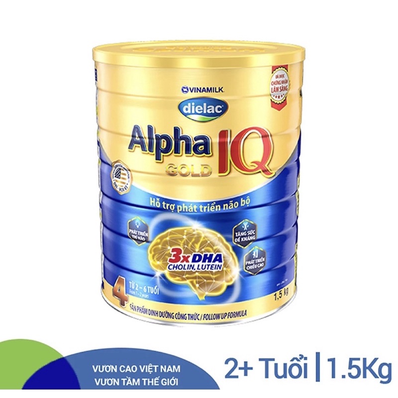 Sữa bột Dielac Alpha IQ gold 4-1kg5 của VINAMILK dành cho trẻ từ 2 đến 6 tuổi.