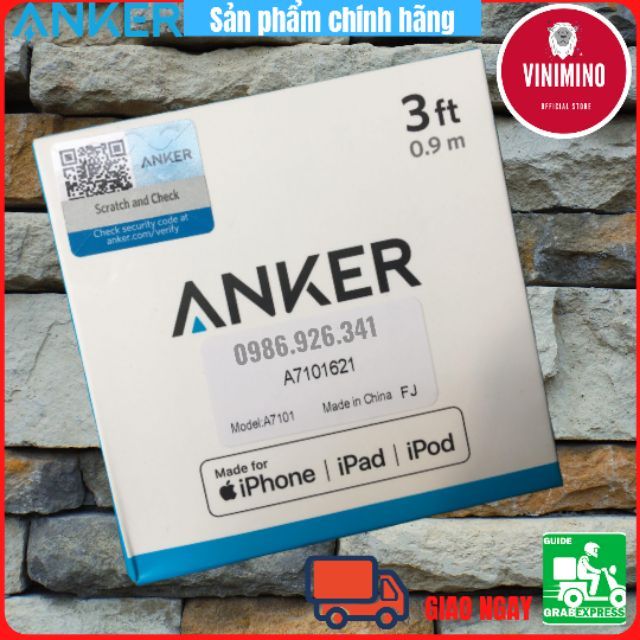 [Chính hãng] Dây cáp sạc Anker Lightning Anker A7101 0.9m - Chứng nhận MFI