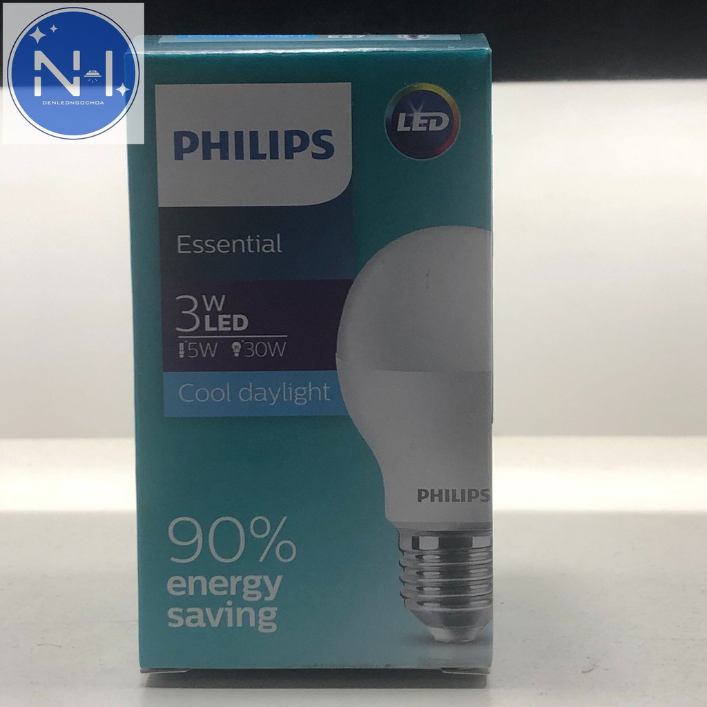 Bóng Đèn Ess Ledbulb PHILIPS 3W Độ sáng 200Lm E27 Ánh Sáng Trắng/Vàng Bảo Hành 2 Năm