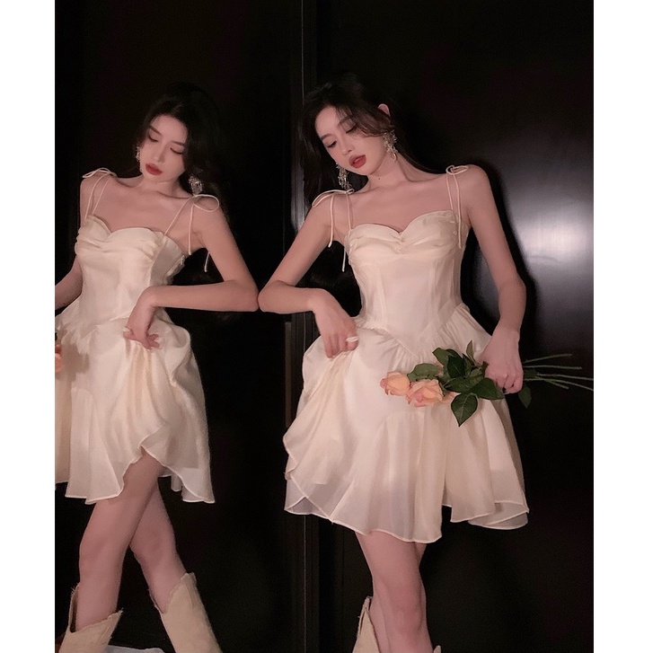 Đầm Lụa Xếp Ly Thắt Nơ Lãng Mạn Thời Trang Cho Nữ