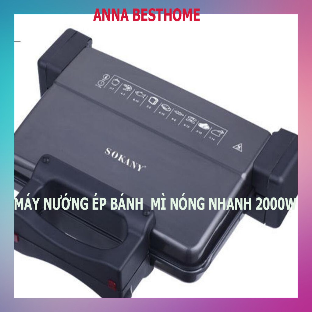 Máy nướng ép bánh mì,máy kẹp bánh mì sokany công suất 2000W