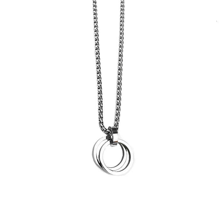 Vòng cổ thép titan mặt hình tròn kép phong cách Hàn Quốc hiphop cho nam