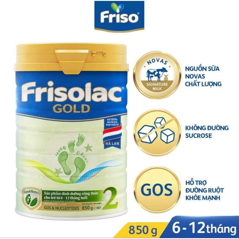 Combo sữa bột Frisolac gold 2 850g cho trẻ 6 đến 12 tháng tuổi