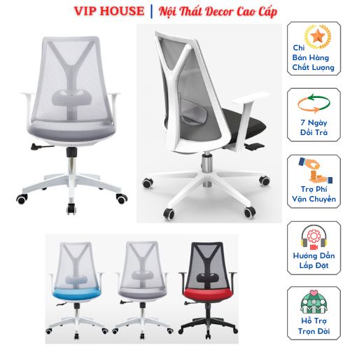 Ghế Văn Phòng Bằng Lưới Thoáng Mát Ngả Lưng Góc Nhỏ, Ghế Xoay Tựa Lưng Chống Đau Mỏi Có Bánh Xe Nâng Hạ Chiều Cao GHP059