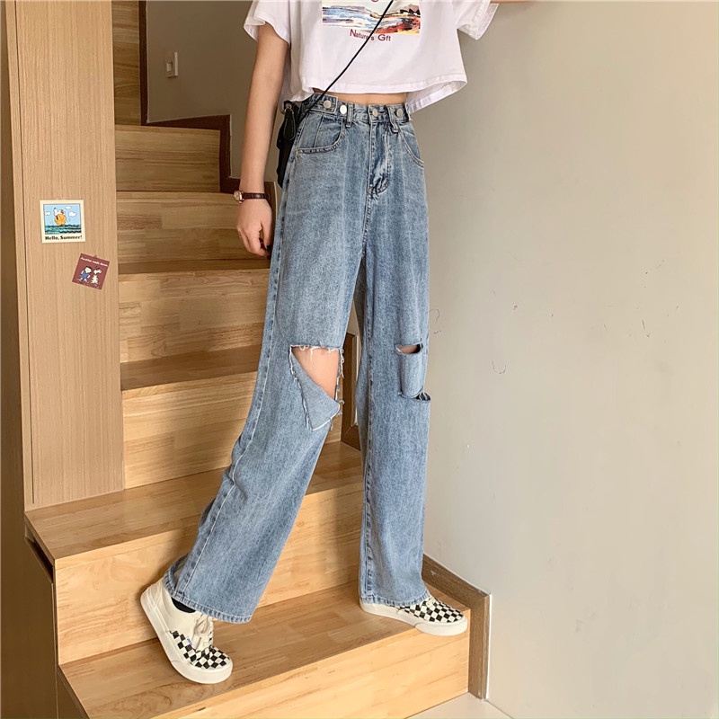 Quần baggy ống rộng suông có nút chỉnh eo