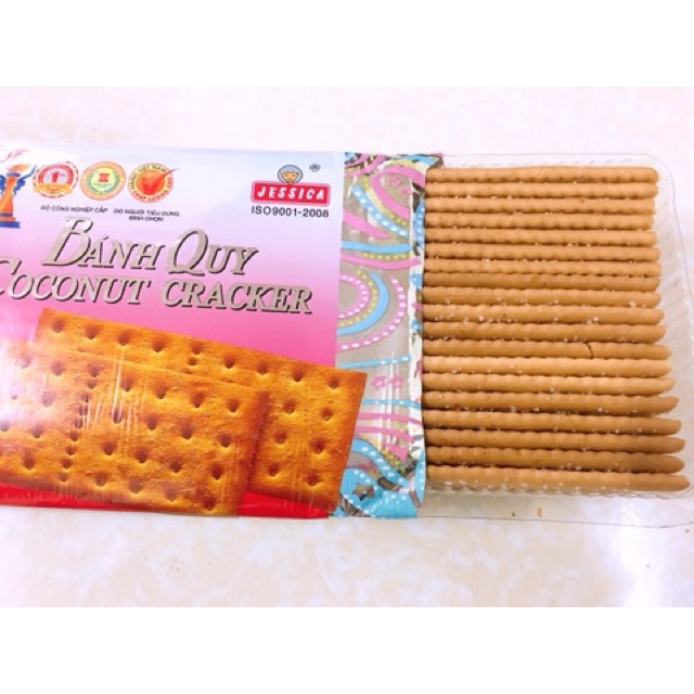 Bánh Quy Coconut Cracker Jessica Bạc Vuông (Gói 178g)