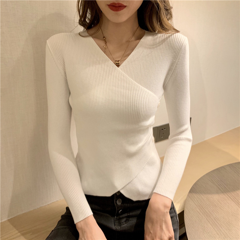 Áo Thun Nữ Tay Dài Cổ Chữ V Thời Trang Quyến Rũ