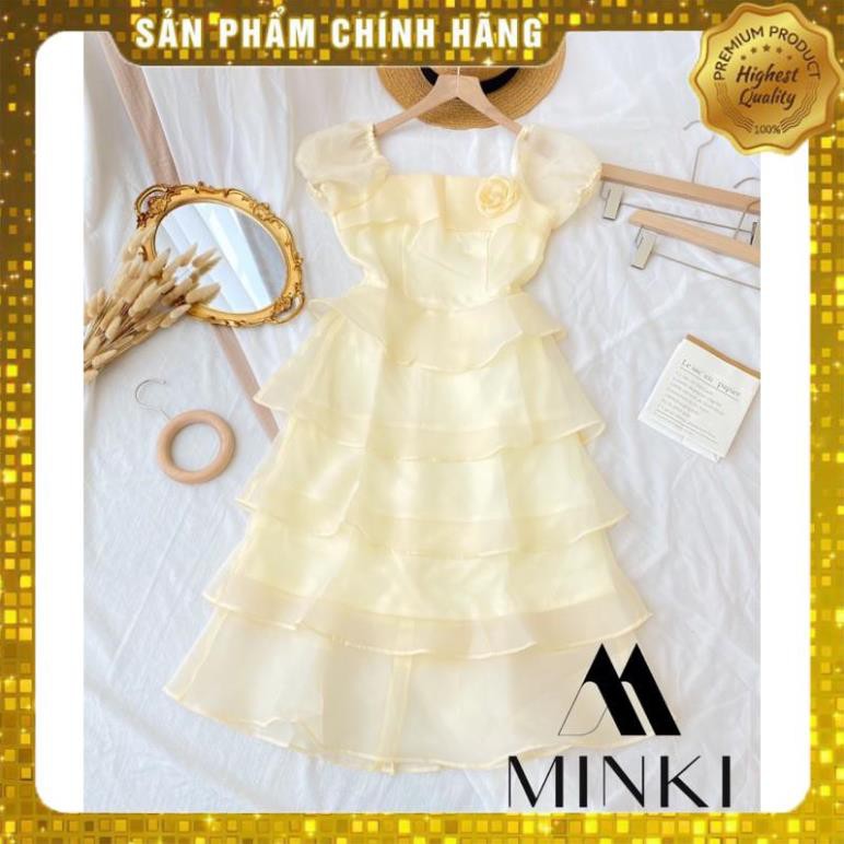 [MÃ XIA FREEHIP] VÁY TẦNG KÈM HOA CÀI ÁO - Chất liệu Tơ Sống Organza- Màu Vàng Trong -  [THIẾT KẾ] | WebRaoVat - webraovat.net.vn