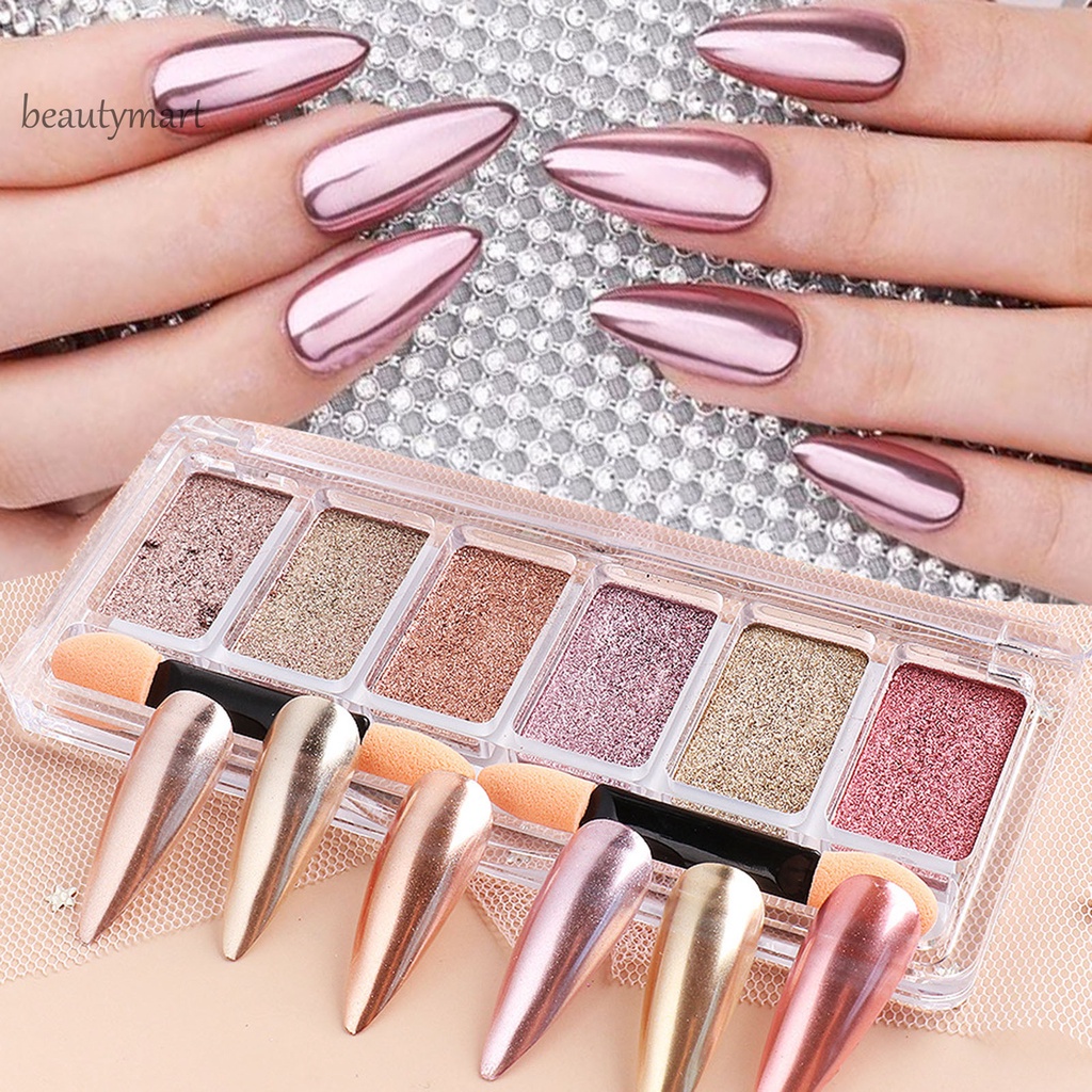 [Hàng mới về] Bột tráng gương móng tay 6 màu sắc óng ánh