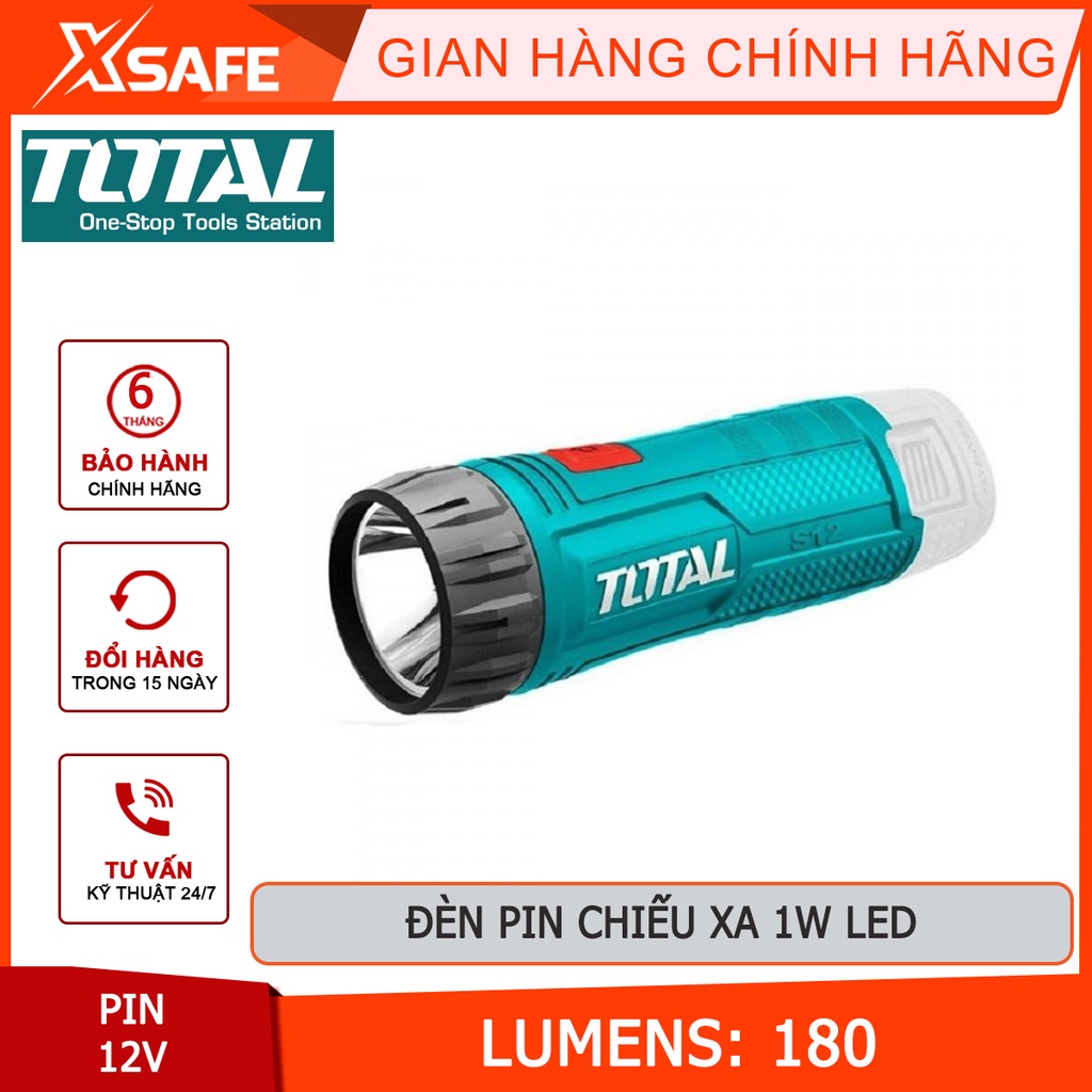 Đèn pin Lithium 12V TOTAL TWLI1201 Đèn pin cầm tay siêu sáng, kiểu bóng đèn LED tròn, chiếu sáng xa - Không kèm pin sạc