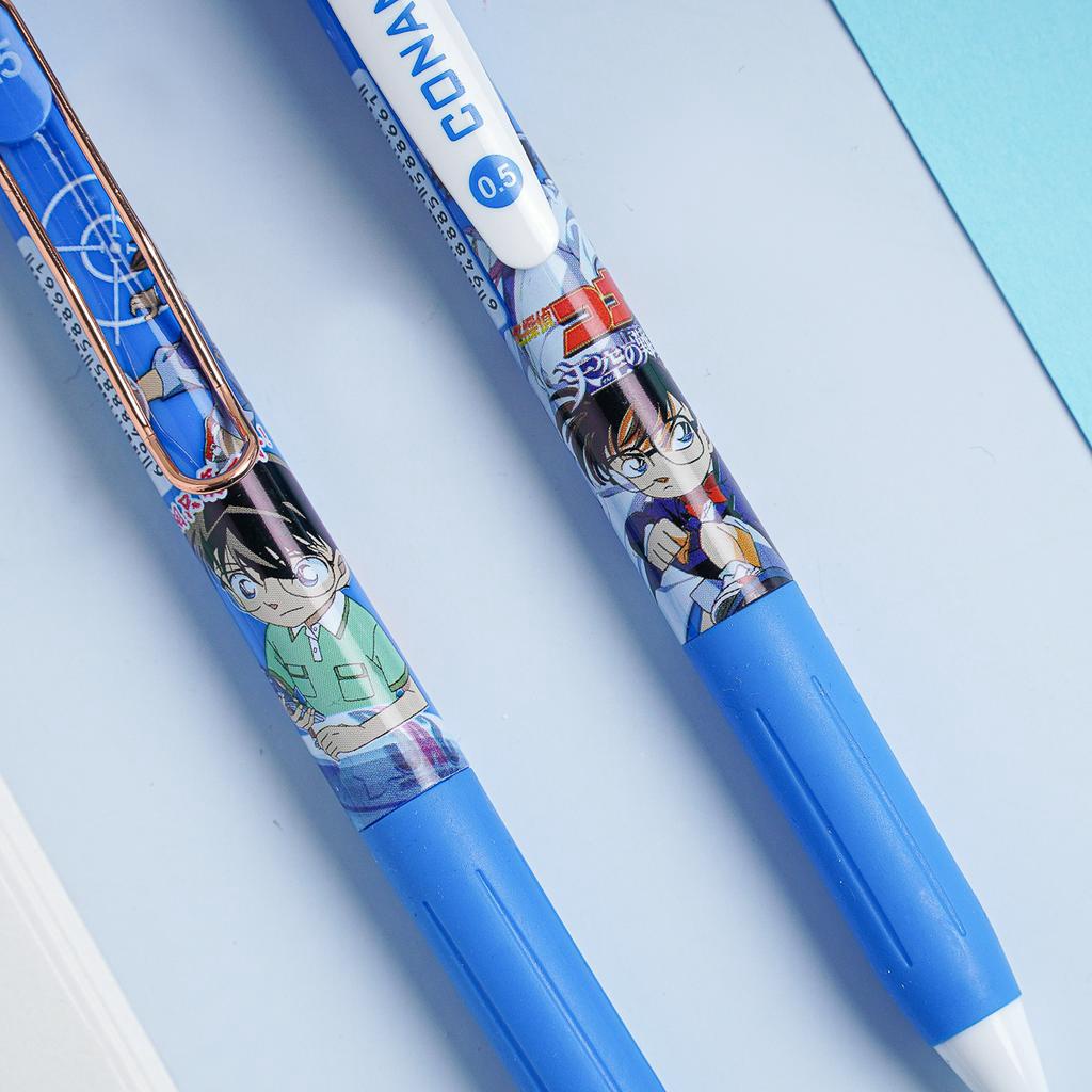 Bút bi mực gel đen cao cấp ngòi 0.5mm hình in Anime Detective Conan kèm hộp giấy DT-0383