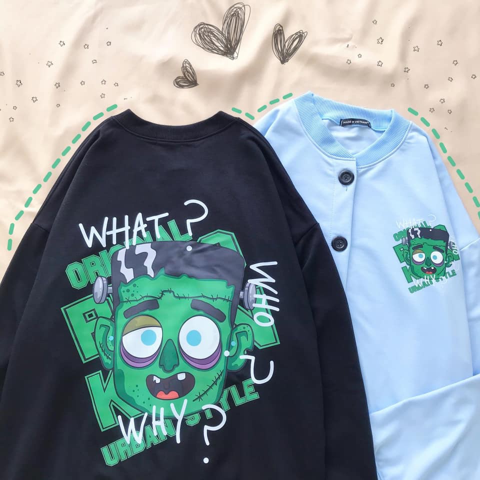 Áo khoác cardigan ulzzang thun hoạt hình Who What mông lung như trò đùa