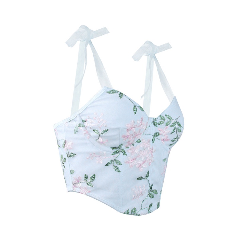 Áo Croptop Hai Dây Cổ Chữ V Họa Tiết Hoa Thời Trang Gợi Cảm Cho Nữ