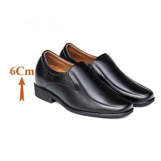 Giày tăng chiều cao nam t&tra - cao 6cm – t11 đen - da bò thật 100%