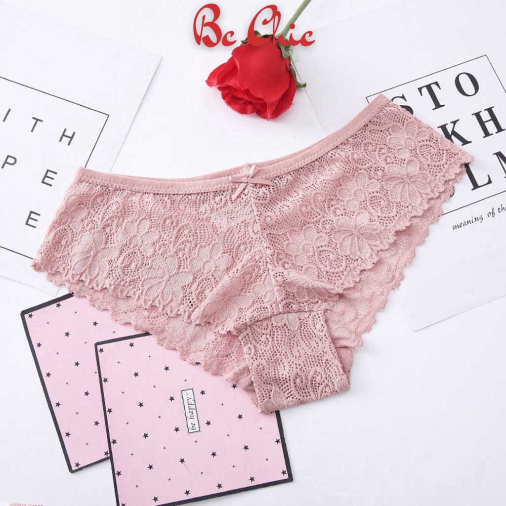 Quần Lót Ren Nữ Sexy thiết kế phối hoa kèm nơ nhỏ thoáng mát ôm dáng mẫu Q 310 BC_CHIC LINGERIE
