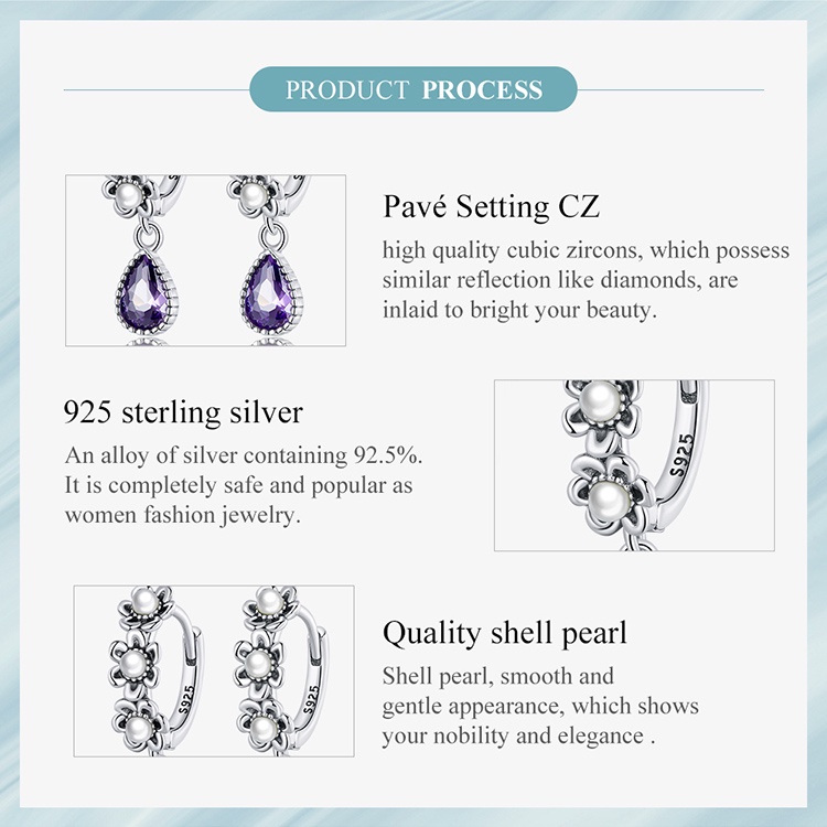 Bông tai BAMOER SCE1472 bạc 925 đính ngọc trai giả