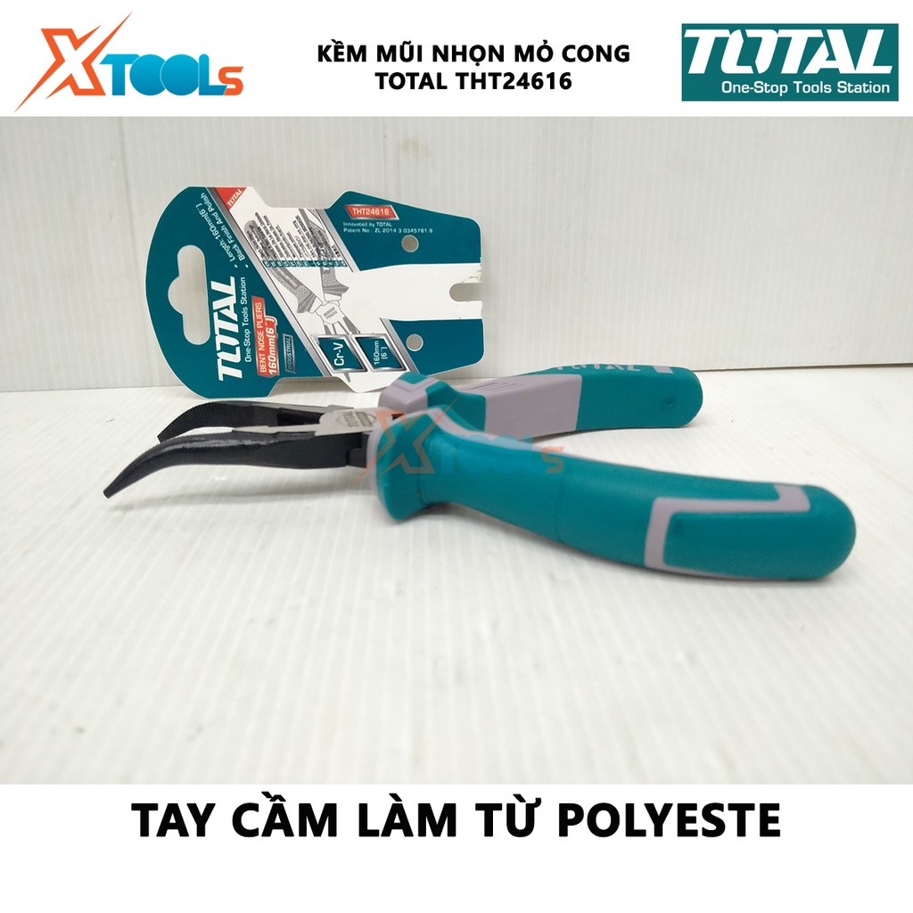 Kìm nhọn mũi cong TOTAL THT24616 | kềm mũi nhọn mỏ cong khả năng cắt dây điện mềm 4.0mm, cắt dây cứng 2.8mm kích thước 1