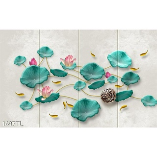Tranh dán tường 3d hoa sen sltl1497 - tranh sơn thuỷ hữu tình - yan shop