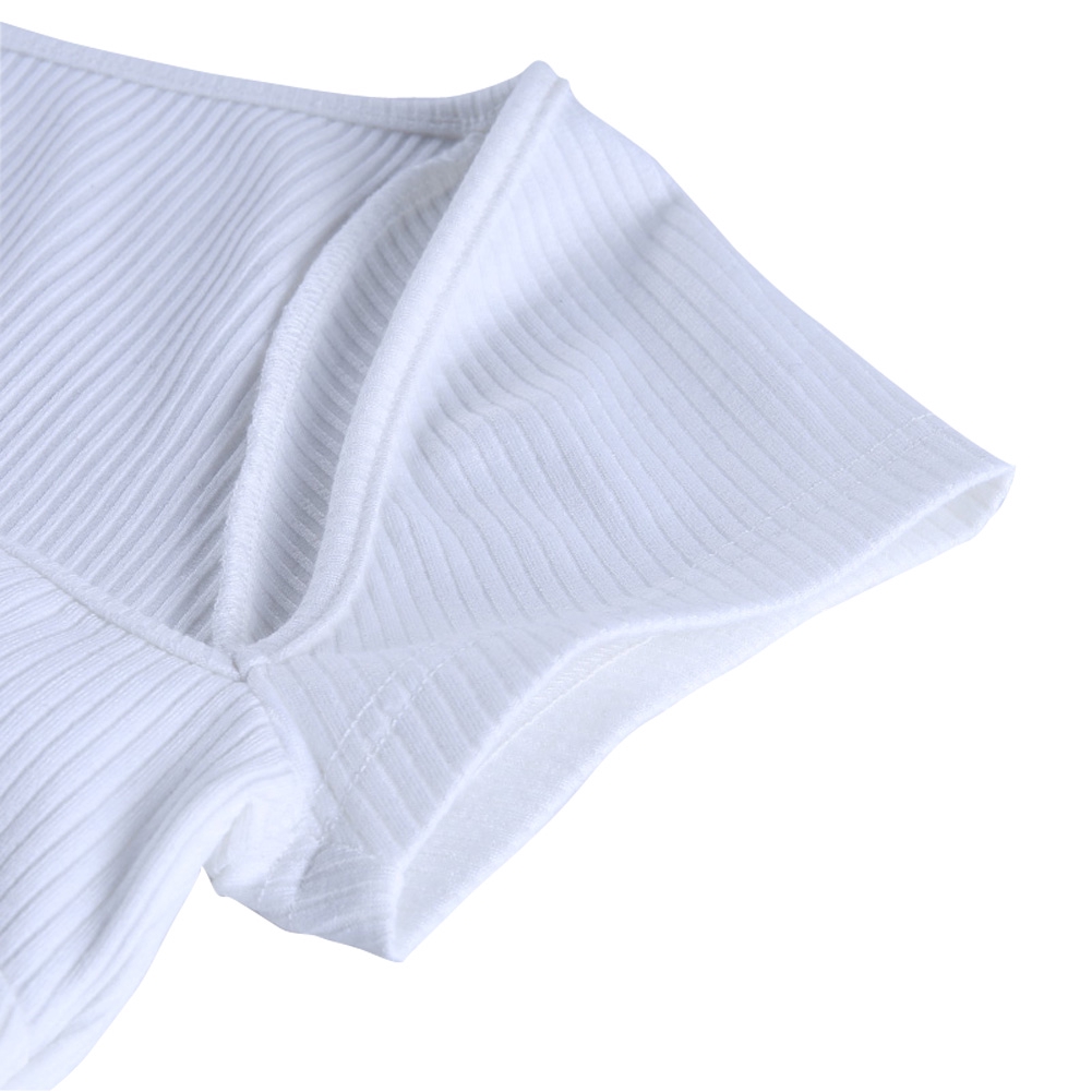 Áo Croptop Dệt Kim Tay Ngắn Cổ Vuông Thời Trang Mùa Hè Cho Phái Nữ