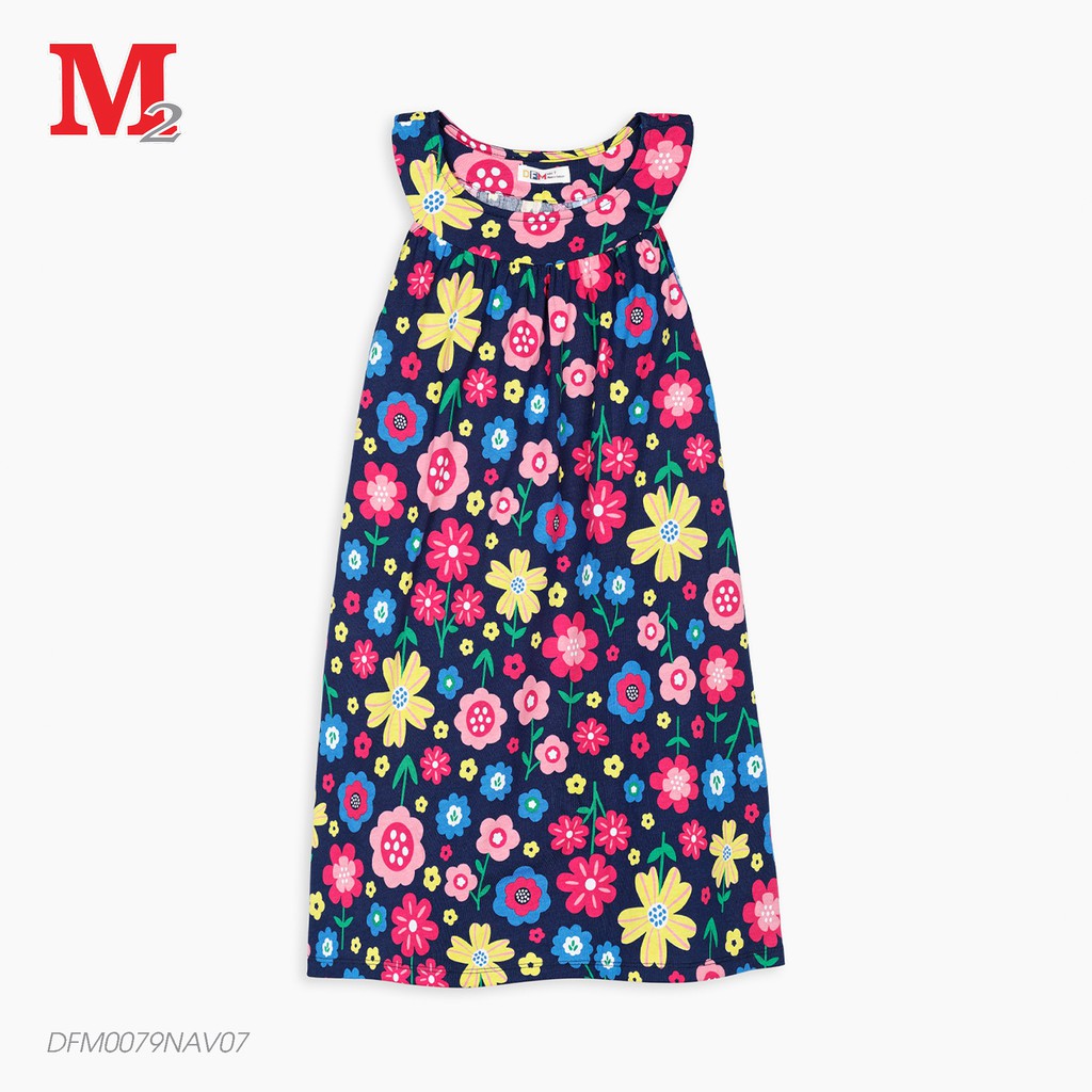 Váy bé gái mùa hè sát nách màu tím than họa tiết hoa DFM0079 Thời trang M2