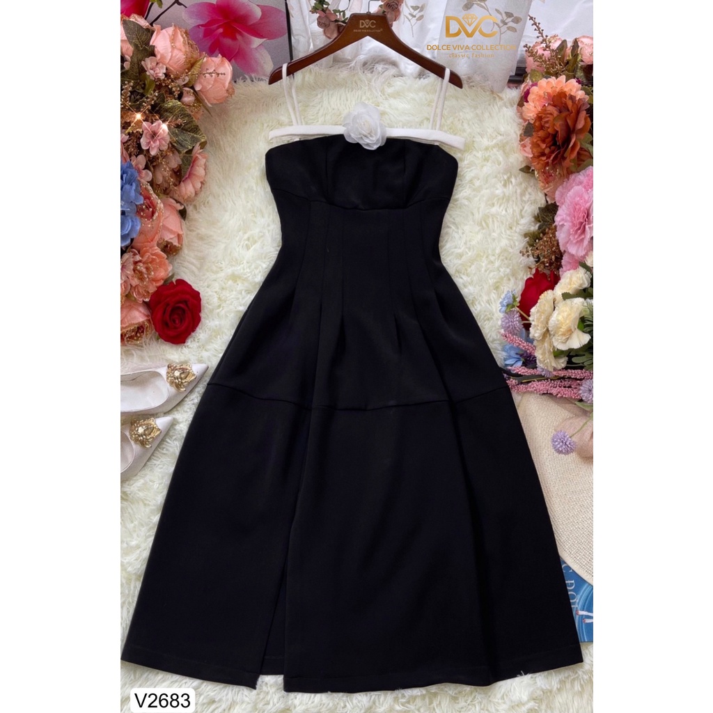 Váy đen phối dây hoa ngực - V2683 - DOLCE VIVA COLLECTION